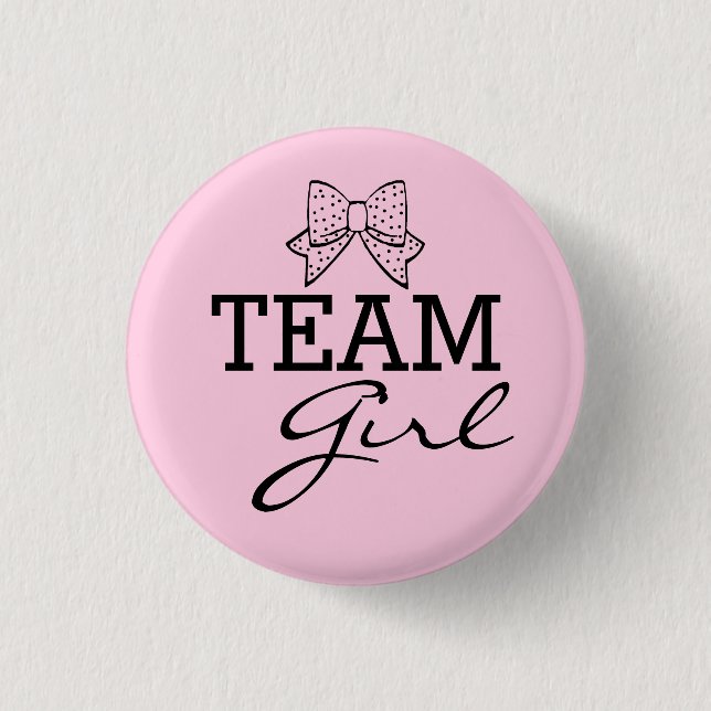 Team-Mädchen-Rosa-Geschlecht decken Button (Vorderseite)