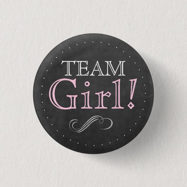 Team-Mädchen-Rosa-Tafel-Babyparty Button (Vorderseite)