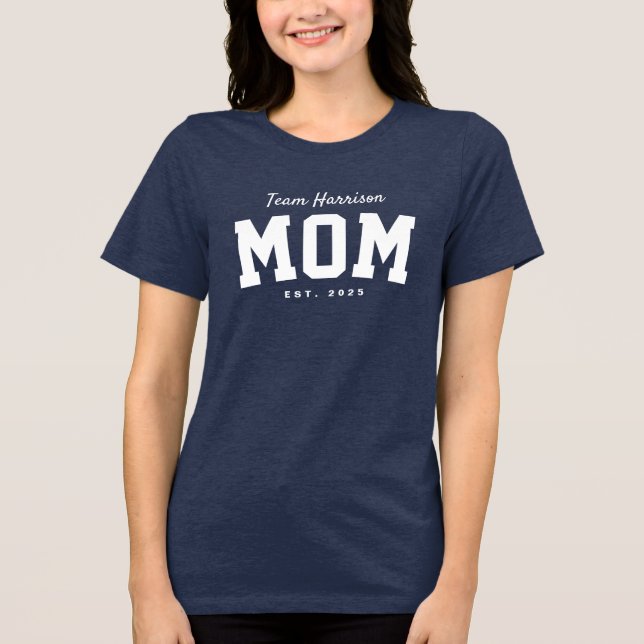 Team Mom niedlicher personalisierter Text Tri-Blend Shirt (Vorderseite)