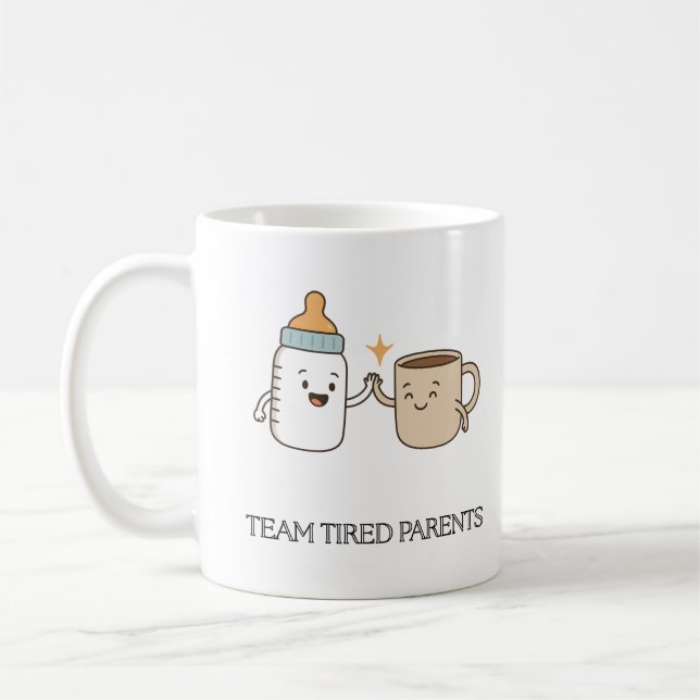 Team müde Eltern Funny Baby & Coffee Tasse (Links)