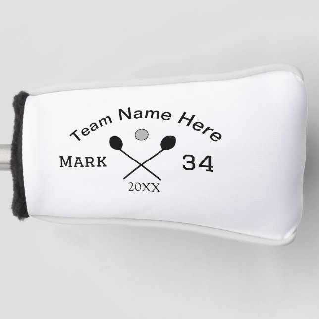 Team Name hier geben Name Nummer Ball Paddle Golf Golf Headcover (Vorderseite)