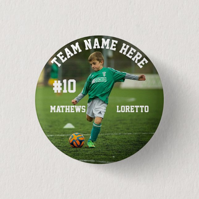 Team Name Player Foto-Nummer und Name Soccer Button (Vorderseite)