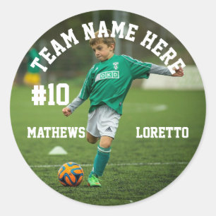 Team Name Player Foto-Nummer und Name Soccer Runder Aufkleber