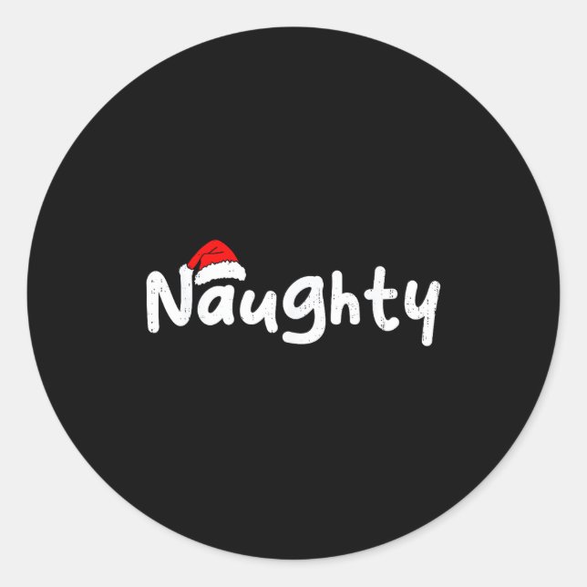 Team Naughty Funny Christmas Couple Matching Team  Runder Aufkleber (Vorderseite)