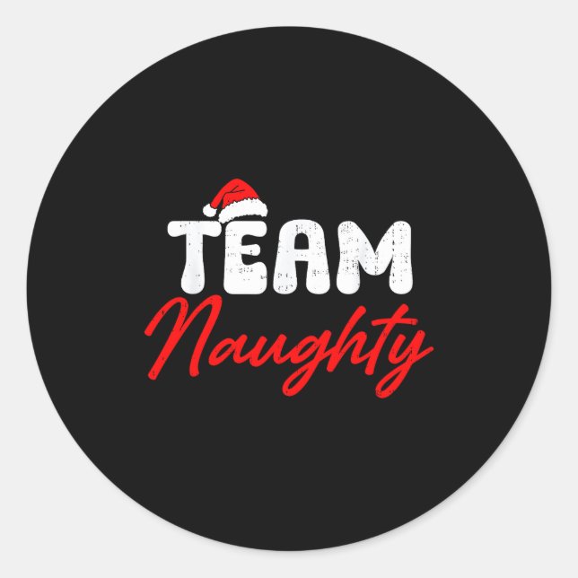 Team Naughty Funny Christmas Couple Matching Team  Runder Aufkleber (Vorderseite)