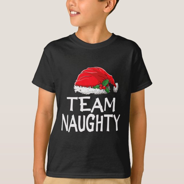 Team Naughty Funny Christmas Pajamas Santa Claus M T-Shirt (Vorderseite)
