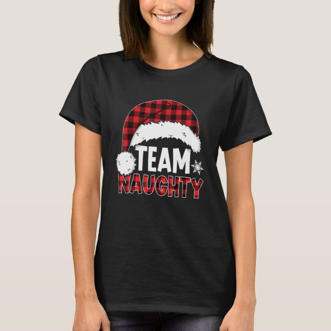 Team Naughty Matching Paares Weihnachten Pajamas R T-Shirt (Vorderseite)