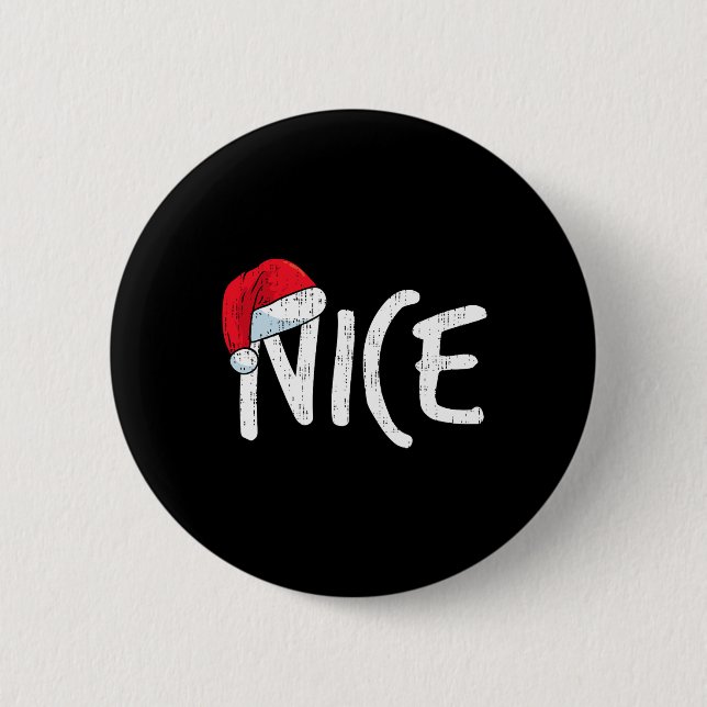 Team Naughty Nice Funny Matching Weihnachtspaare Button (Vorderseite)