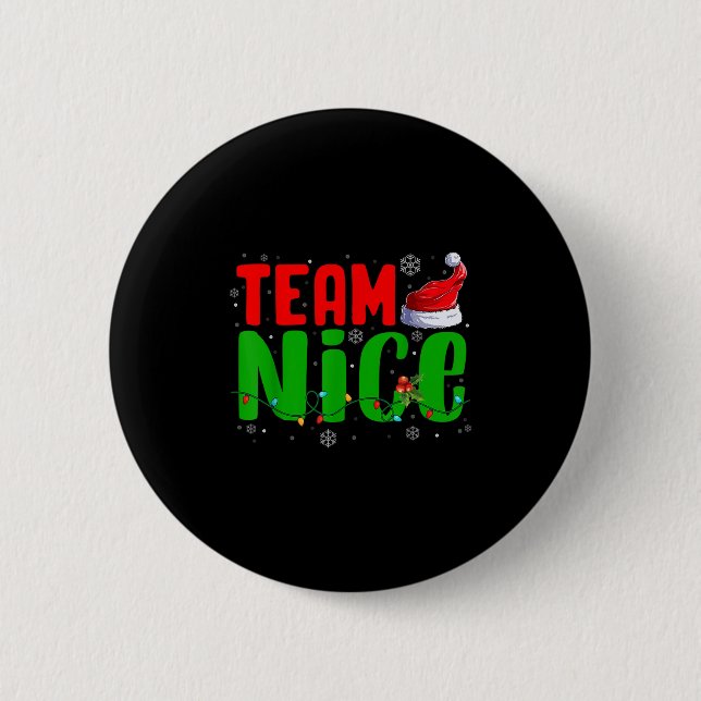 Team Naughty Nice Santa Hat Funny Christmas Matchi Button (Vorderseite)