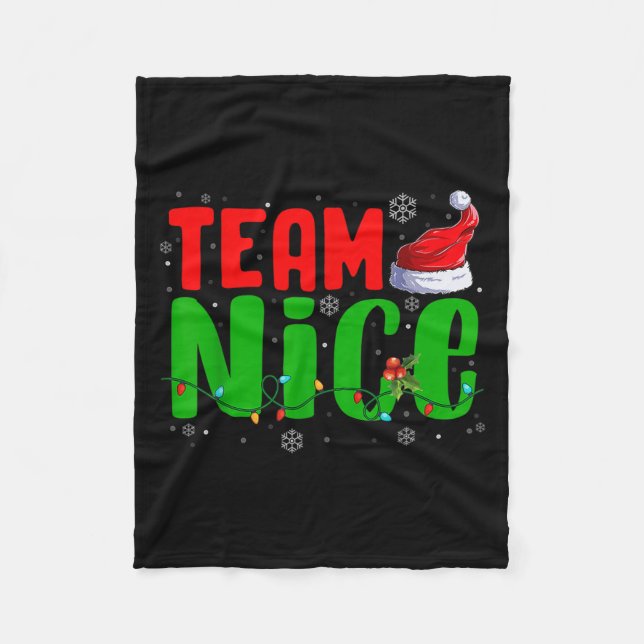 Team Naughty Nice Santa Hat Funny Christmas Matchi Fleecedecke (Vorderseite)