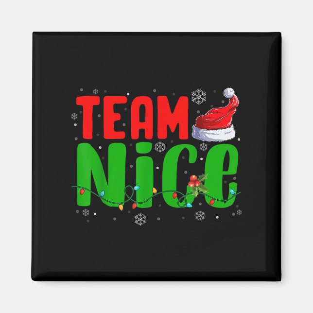 Team Naughty Nice Santa Hat Funny Christmas Matchi Magnet (Vorne)