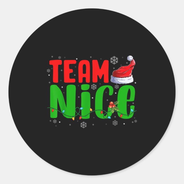 Team Naughty Nice Santa Hat Funny Christmas Matchi Runder Aufkleber (Vorderseite)