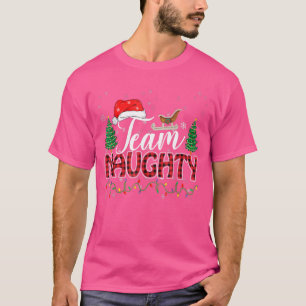Team Naughty Santa Red Kariert Claus Christmas Paj T-Shirt