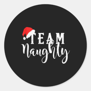 Team Naughty - Team Nice Funny Christmas Couple Ma Runder Aufkleber