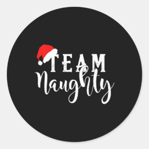 Team Naughty - Team Nice Funny Christmas Couple Ma Runder Aufkleber