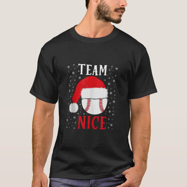 Team Nice Baseball Funny Boys Baseball Christmas T T-Shirt (Vorderseite)