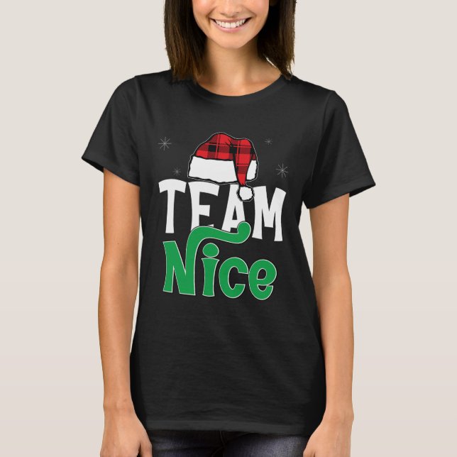 Team Nice Naughty Kariert Xmas Pjs 2024 Funny Coup T-Shirt (Vorderseite)