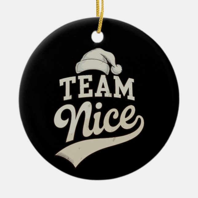 Team Nice Santa Hat Christmas Xmas Matching Family Keramik Ornament (Vorne)