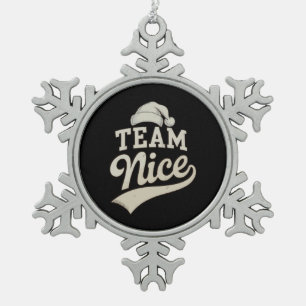 Team Nice Santa Hut Weihnachten Xmas passende Fami Schneeflocken Zinn-Ornament
