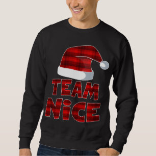 Team Nice Santa Red Kariert Claus Christmas Pajama Sweatshirt