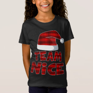 Team Nice Santa Red Kariert Claus Christmas Pajama T-Shirt