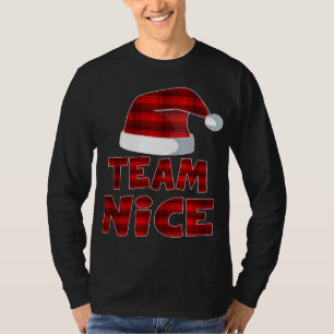 Team Nice Santa Red Kariert Claus Christmas Pajama T-Shirt
