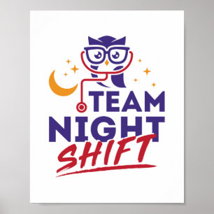 Team Night Shift Hospital Doktor Krankenpfleger Mi Poster