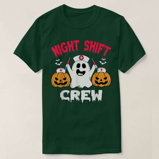 Team Night Shift Nurse Halloween Scrub auf T-Shirt (Design vorne)