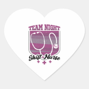 Team Night Shift Nurse Herz-Aufkleber