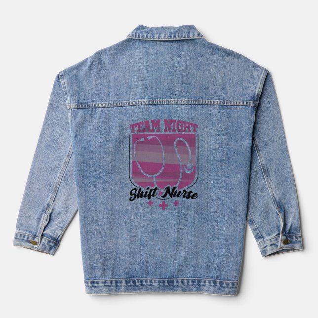 Team Night Shift Nurse Jeansjacke (Rückseite)