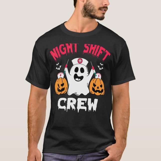 Team Night Shift Nurween Halloween Scrub T T-Shirt (Vorderseite)