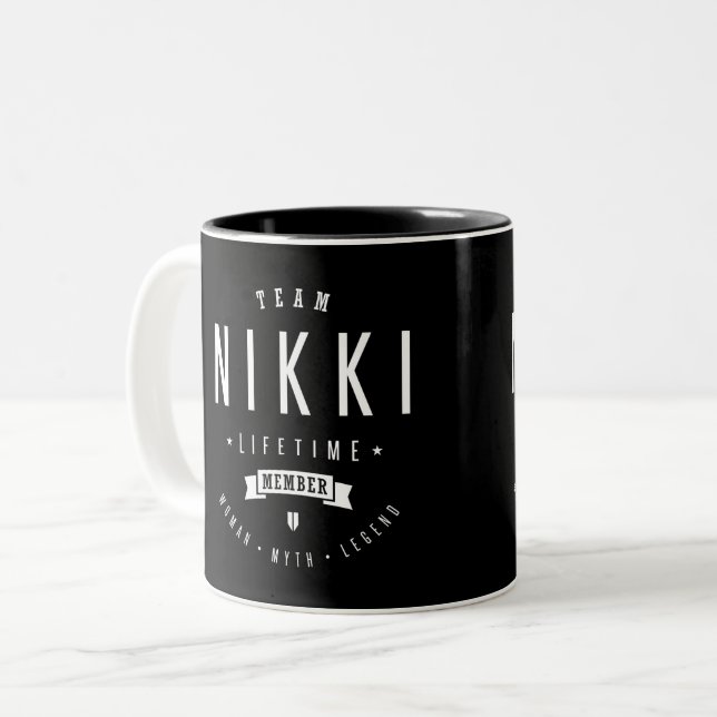 Team Nikki Zweifarbige Tasse (Vorderseite Links)