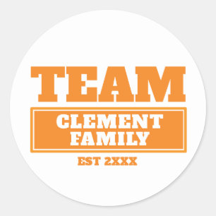 Team-Orange-personalisierte Familie- oder Teamaufk Runder Aufkleber