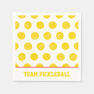 Team Pickleball Gelbe Balls Weiße Orangensportarte Serviette