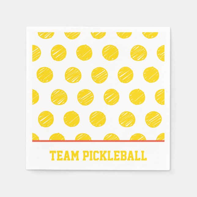 Team Pickleball Gelbe Balls Weiße Orangensportarte Serviette (Vorderseite)
