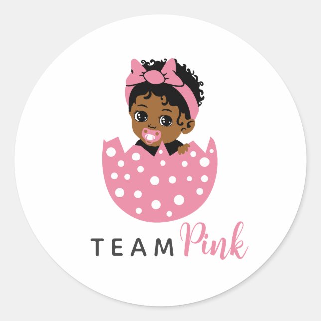Team Pink African American Baby Girl In Egg  Runder Aufkleber (Vorderseite)