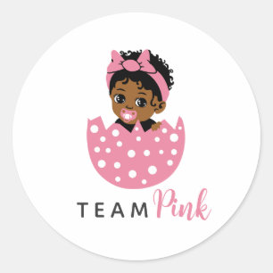 Team Pink Afroamerikanisches Baby Mädchen in Ei Runder Aufkleber