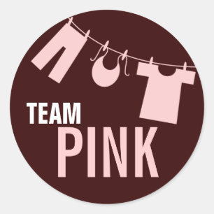 Team Pink Baby Clothes Gender-Team-Aufkleber Runder Aufkleber
