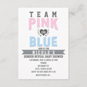 Team PINK oder BLAU Geschlecht Enthüllung Baby Sho Einladung
