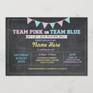 Team Pink oder Blue Gender Reveal Baby Dusche einl Einladung