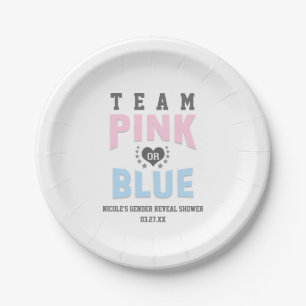 Team PINK oder BLUE Gender Reveal Baby Shower Pappteller