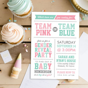 Team Pink oder Team Blue Baby Gender Reveal Einladung