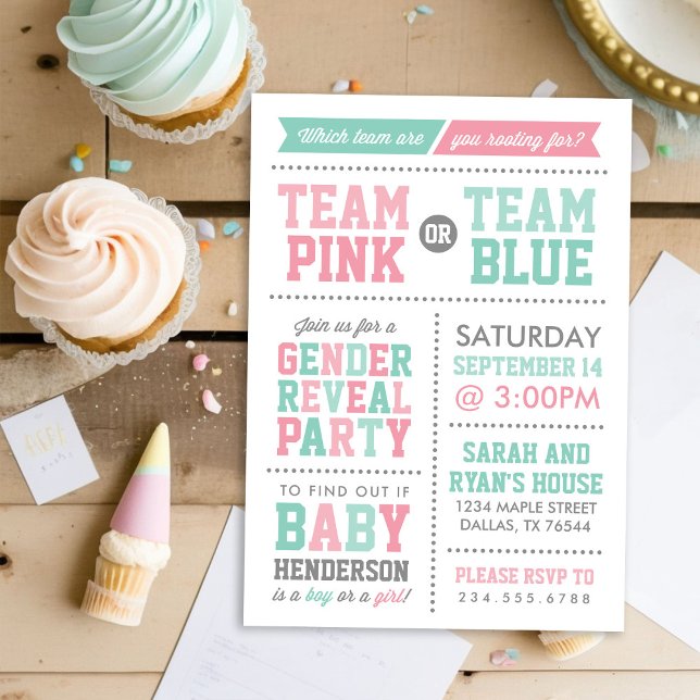 Team Pink oder Team Blue Baby Gender Reveal Einladung (Von Creator hochgeladen)