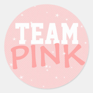 Team Pink Polka Dot & Stars Round Sticker
