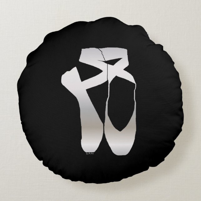 Team Pointe Ballet Silhouette Rundes Kissen (Rückseite)