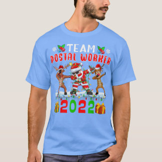 Team Postal Worker 2022 Xmas Lights Dabbing Reinde T-Shirt