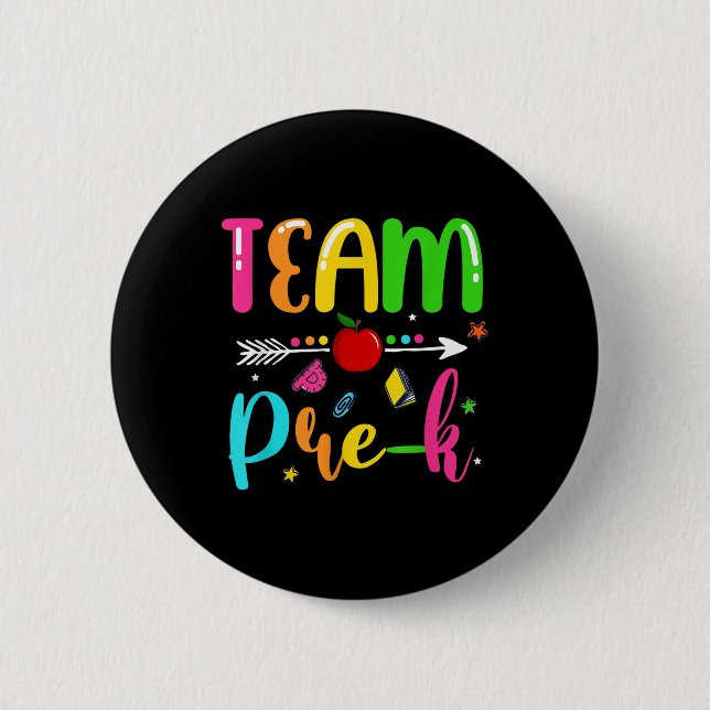 Team Pre-k Kindergarten Lehrer Student Back T Button (Vorderseite)