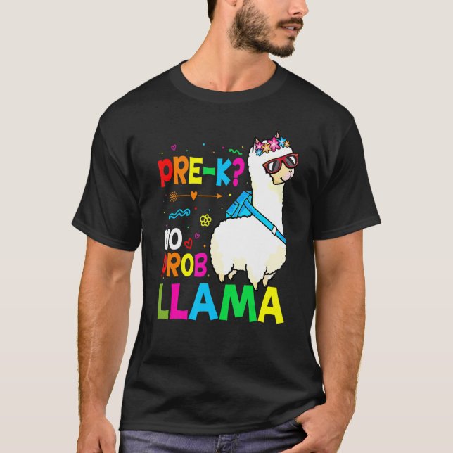 Team Pre K Teacher Rainbow No Prob Llama 100th Day T-Shirt (Vorderseite)
