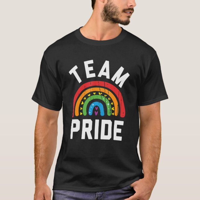 Team Pride Lgbt Gay Pride Rainbow Heart T-Shirt Te (Vorderseite)