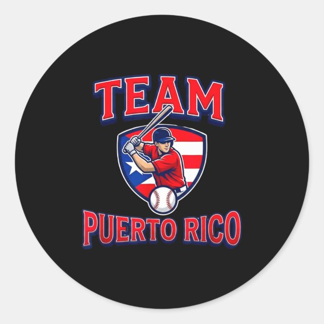 Team Puerto Rico Baseball Flag Patriotic  Runder Aufkleber (Vorderseite)